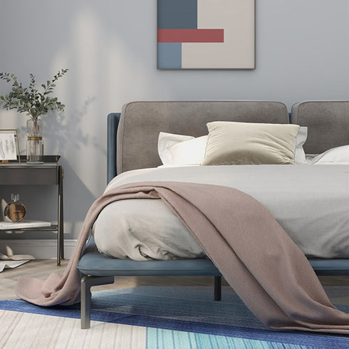 Darin Microfiber Leather+Corduroy Bed Frame