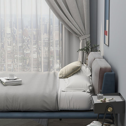 Darin Microfiber Leather+Corduroy Bed Frame