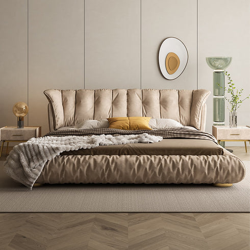 Davenport Suede Fabric Luxury Upholstered Headboard Bed Frame