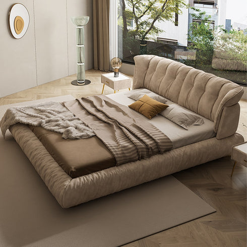 Davenport Suede Fabric Luxury Upholstered Headboard Bed Frame