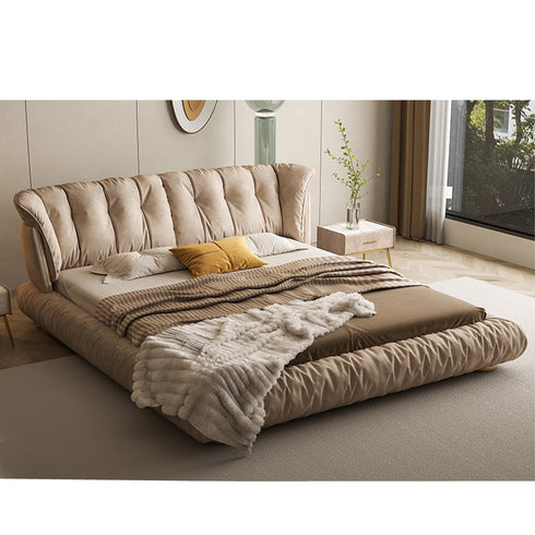 Davenport Suede Fabric Luxury Upholstered Headboard Bed Frame