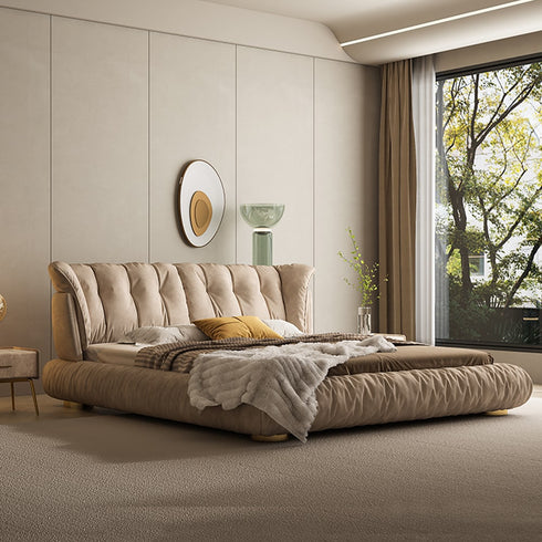 Davenport Suede Fabric Luxury Upholstered Headboard Bed Frame