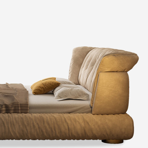Davenport Suede Fabric Luxury Upholstered Headboard Bed Frame