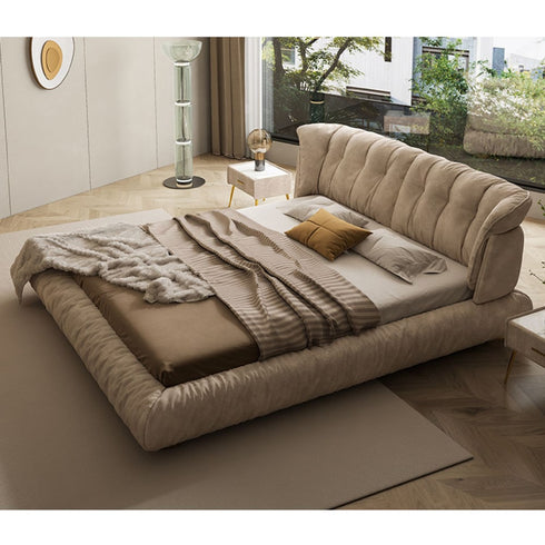 Davenport Suede Fabric Luxury Upholstered Headboard Bed Frame