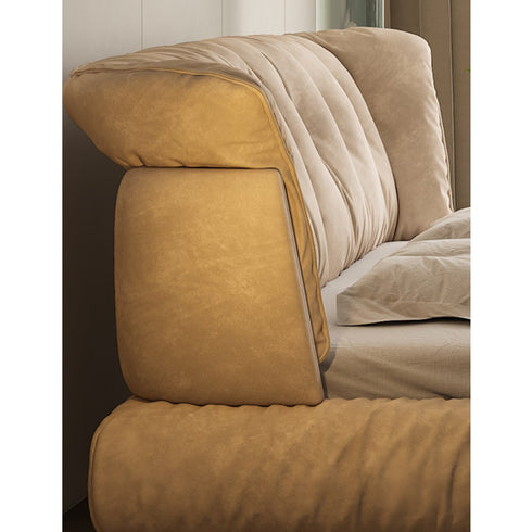 Davenport Suede Fabric Luxury Upholstered Headboard Bed Frame