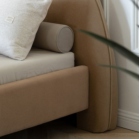 Desirae Velvet Round Shaped Headboard Bed Frame