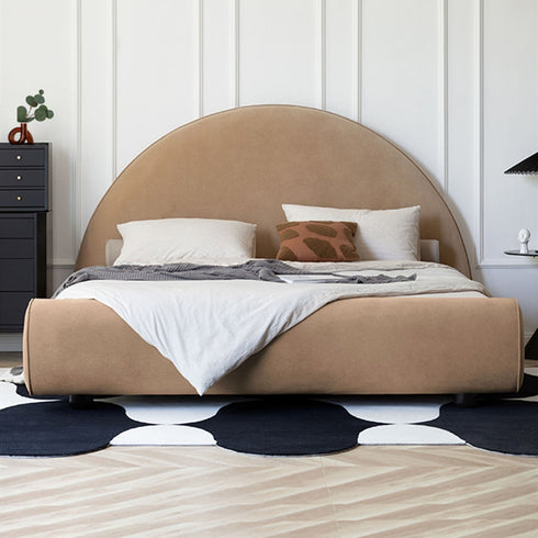 Desirae Velvet Round Shaped Headboard Bed Frame