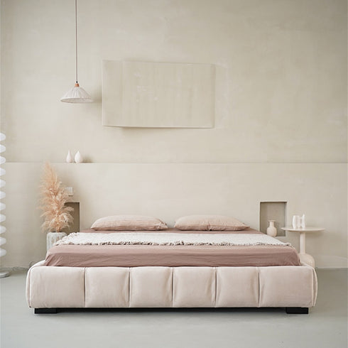Devin Modern No Headboard Technical Fabric Bed Frame