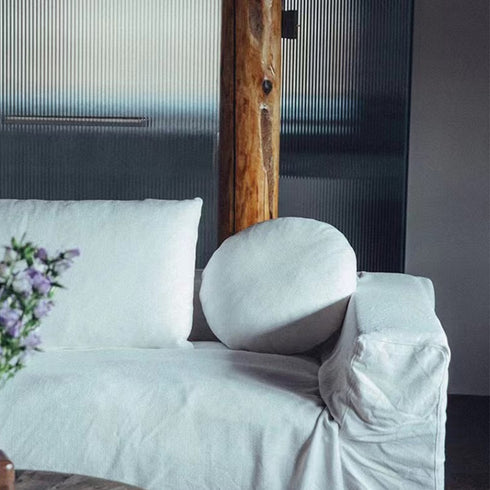 Dobie Fabric Minimalist 3 Seater Sofa Slip-covered Couch