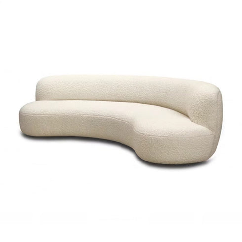Doris Boucle/Velvet Curved 3 Seater Sofa Round Shaped Interior Upholstery Couch