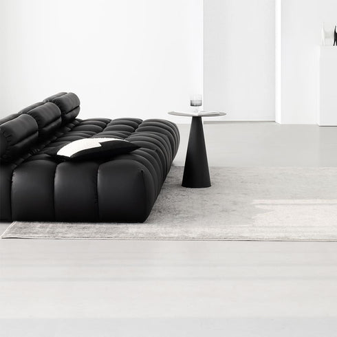 Edana Black Calf Leather 3 Seater Sofa Armless Couch