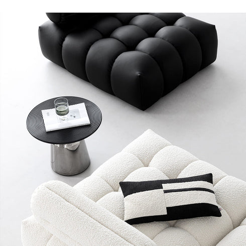 Edana Black Calf Leather 3 Seater Sofa Armless Couch