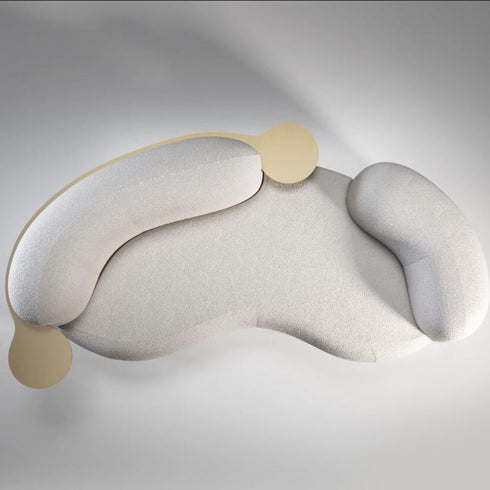 Eli Boucle Curved 3 Seater Sofa With Side Table Luxury Couch