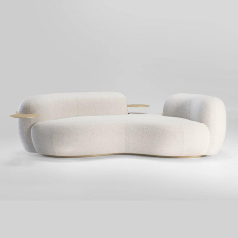 Eli Boucle Curved 3 Seater Sofa With Side Table Luxury Couch