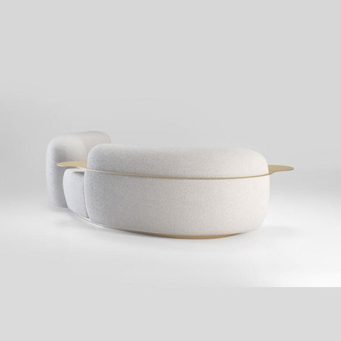 Eli Boucle Curved 3 Seater Sofa With Side Table Luxury Couch