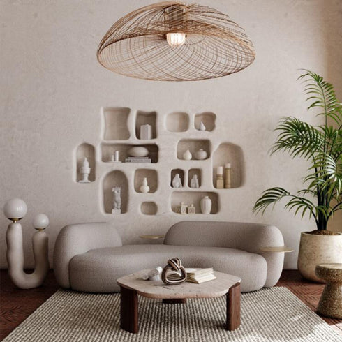 Eli Boucle Curved 3 Seater Sofa With Side Table Luxury Couch