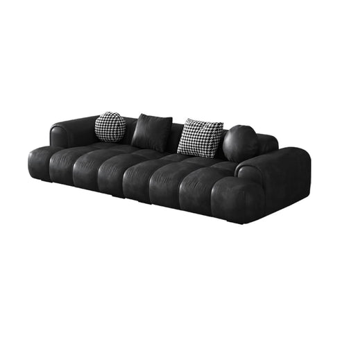 Elias Black Calf Leather 3 Seater Sofa Armrest Couch