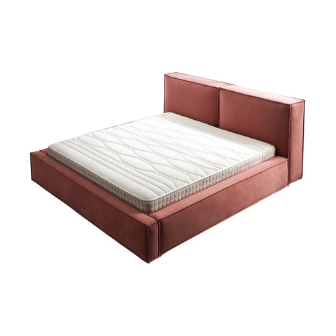 Elya Suede Fabric Cube Headboard Bed Frame