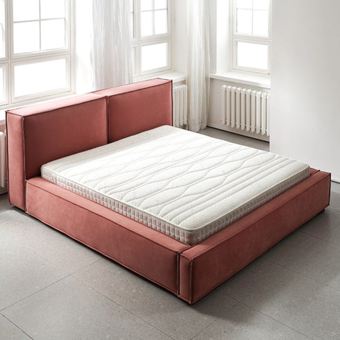Elya Suede Fabric Cube Headboard Bed Frame