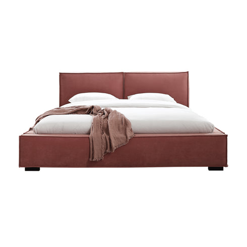 Elya Suede Fabric Cube Headboard Bed Frame