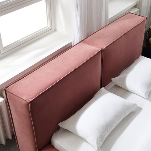 Elya Suede Fabric Cube Headboard Bed Frame