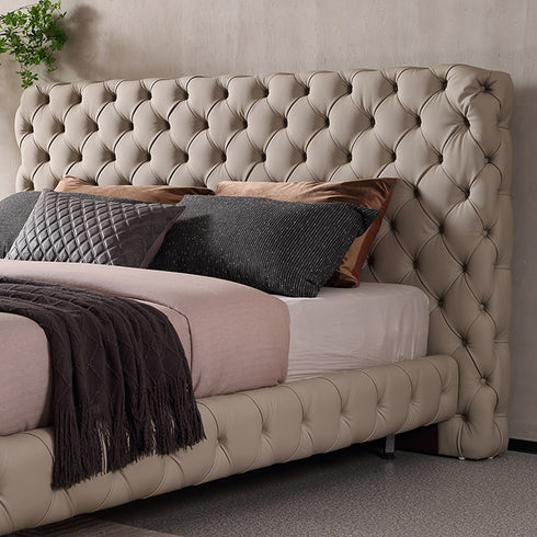 Elyse Brown Velvet Fabric High-back Bed Frame