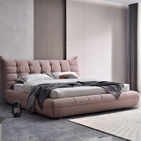 Elyssa Suede Fabric High Headboard Bed Frame