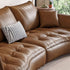 Emrick Curved Vintage Leather 3 Seater Sofa First Layer Cowhide Couch
