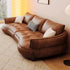 Emrick Curved Vintage Leather Loveseat Sofa First Layer Cowhide Couch