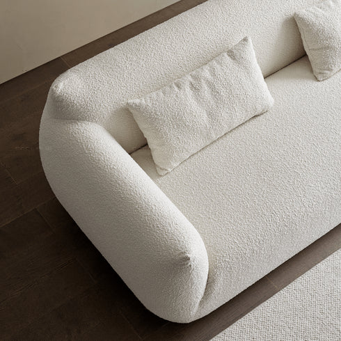Enzo White Boucle Fabric Loveseat Sofa Minimalist Couch