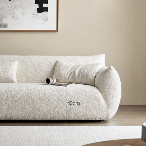 Enzo White Boucle Fabric Loveseat Sofa Minimalist Couch