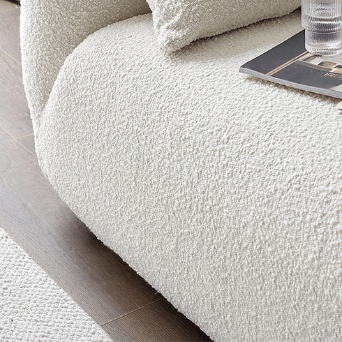Enzo White Boucle Fabric Loveseat Sofa Minimalist Couch