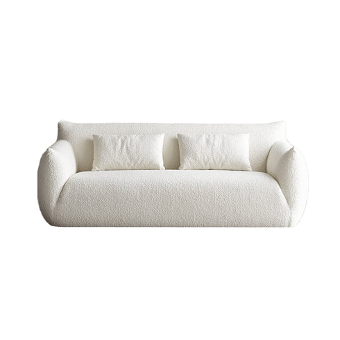Enzo White Boucle Fabric Loveseat Sofa Minimalist Couch