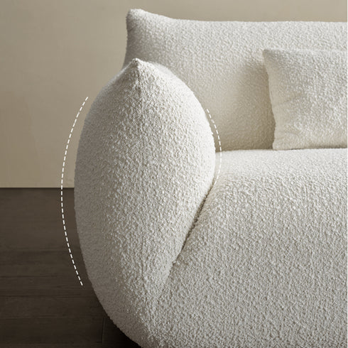 Enzo White Boucle Fabric Loveseat Sofa Minimalist Couch