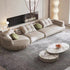 Eric Beige Suede Fabric Curved Secional Sofa Round Chaise Couch