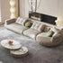 Eric Beige Suede Fabric Curved Secional Sofa Round Chaise Couch