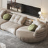 Eric Beige Suede Fabric Curved Secional Sofa Round Chaise Couch