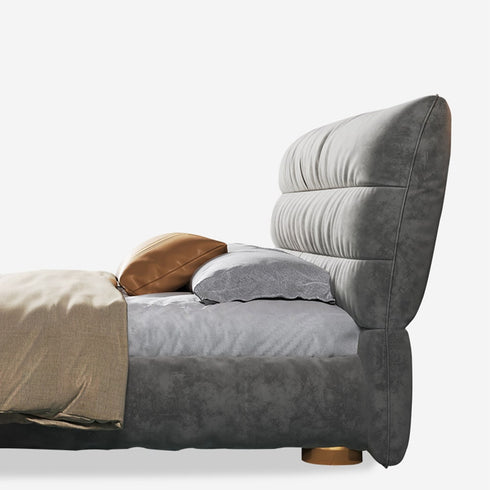 Evans Suede Fabric Upholstered Headboard Modern Bed Frame