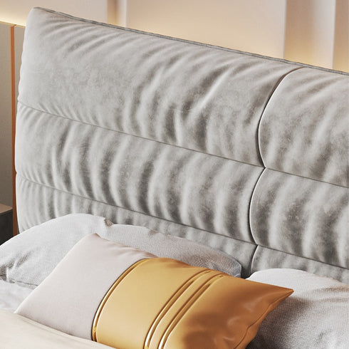 Evans Suede Fabric Upholstered Headboard Modern Bed Frame