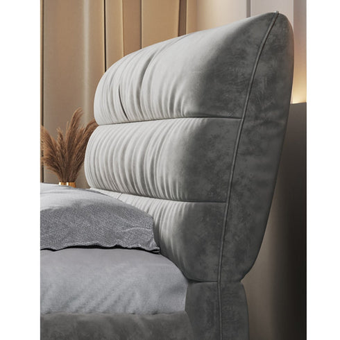 Evans Suede Fabric Upholstered Headboard Modern Bed Frame