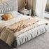 Evans Suede Fabric Upholstered Headboard Modern Bed Frame