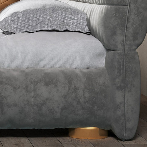 Evans Suede Fabric Upholstered Headboard Modern Bed Frame