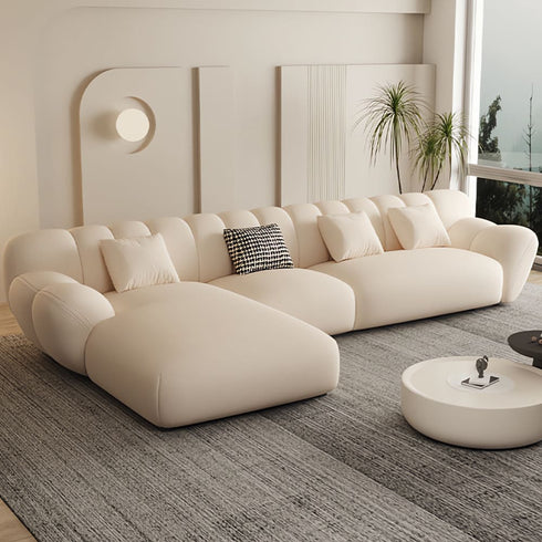 Eve Cream Boucle Fabric Sectional Sofa L-Shape Couch