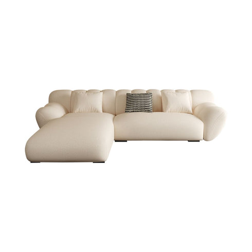 Eve Cream Boucle Fabric Sectional Sofa L-Shape Couch