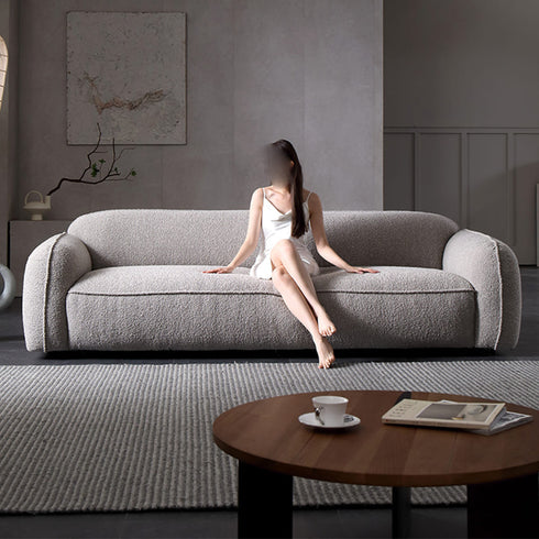 Evelyn Gray Boucle 3 Seater Sofa Armrest Couch