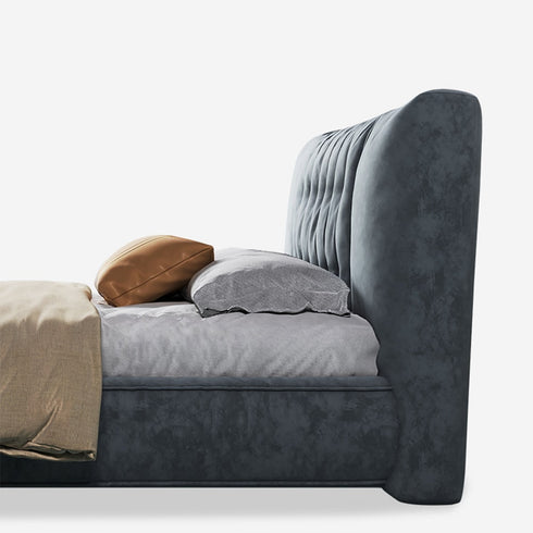 Evert Suede Fabric Upholstered Headboard Modern Bed Frame