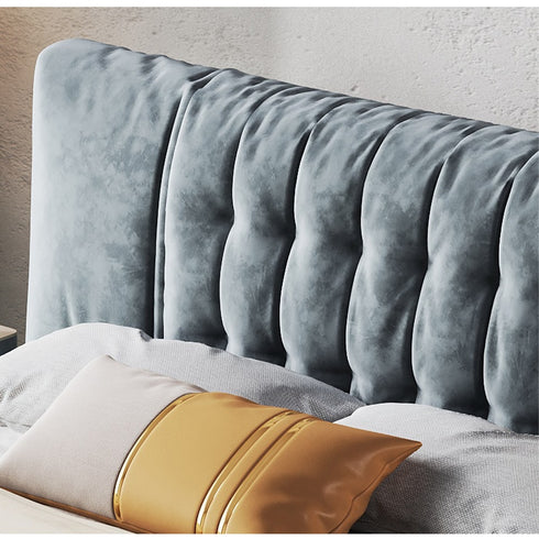 Evert Suede Fabric Upholstered Headboard Modern Bed Frame