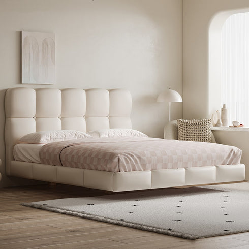 Farren Microfiber Leather Minimalist Floating Bed Frame