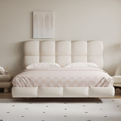 Farren Microfiber Leather Minimalist Floating Bed Frame