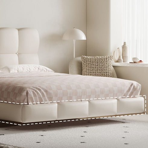 Farren Microfiber Leather Minimalist Floating Bed Frame